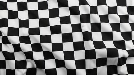 Obraz premium A flowing fabric featuring a classic black and white checkered pattern, emphasizing movement and texture.