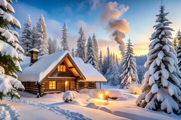 house in the mountains and beautiful moment 