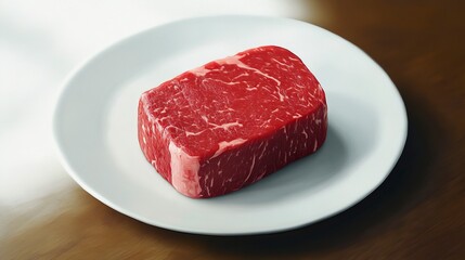 Luxurious marbled Wagyu beef on a plate. Realistic HD.