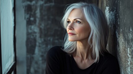 Naklejka premium Mature Woman with Anti-Aging Concerns, Beauty and Wellness Concept Generative AI