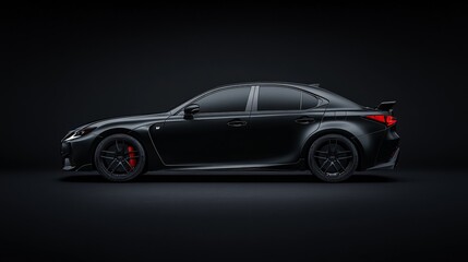 Black sports car on dark background