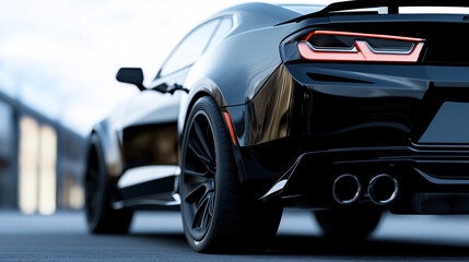Naklejka premium Black sports car rear view with sleek design