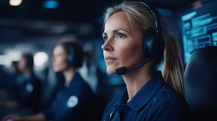 Focused operator working in a command center