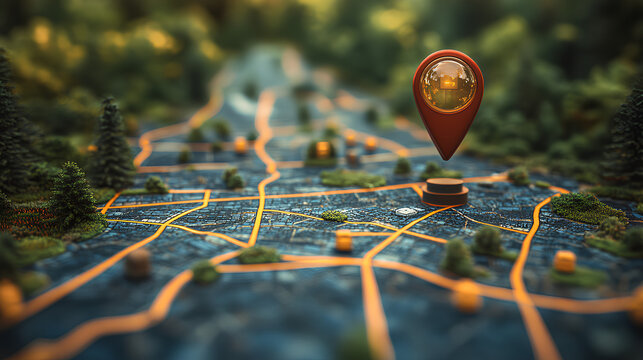 Dynamic GPS Navigation Map with Highlighted Routes