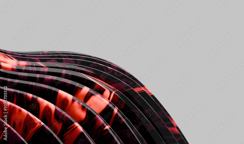 Poster layered metallic waves in an abstract form with a subtle gradient