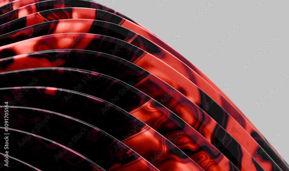Poster abstract curved metallic structures with reflective surfaces: an artistic display of modern design e