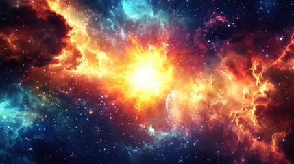 Fototapeta premium Cosmic Explosion in a Nebula Field with Star Dust