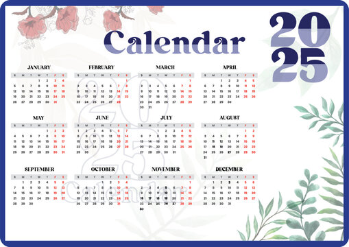 Modern Elegant Calendar 2025 Template