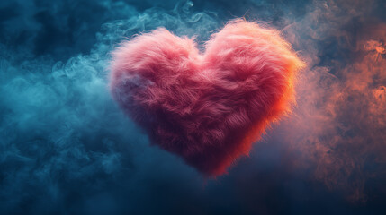 furry heart with mist