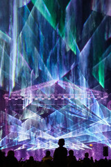 Spectacular outdoor laser show performance at the city festival