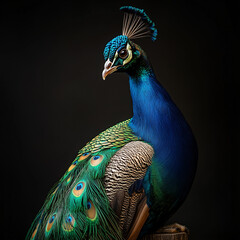 peacock isolated on black background