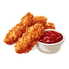 Golden Fried Chicken Tenders with Honey Mustard Sauce - obrazy, fototapety, plakaty