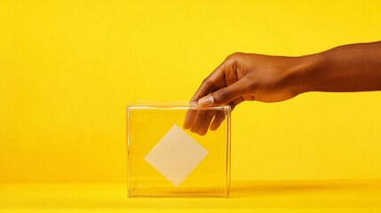 Hand Placing Ballot in Transparent Box  Voting  Election  Democracy  Participation
