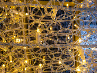 christmas background with lights and ornaments, shallow depth of field