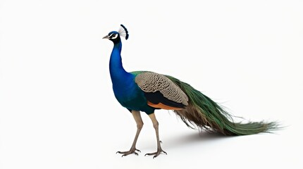 Naklejka premium Colorful peacock displaying its vibrant feathers in a natural environment