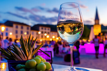 Evening Wine at Scenic Outdoor Cafe 