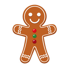 Obraz premium gingerbread man isolated on a white background, holiday style illustration 