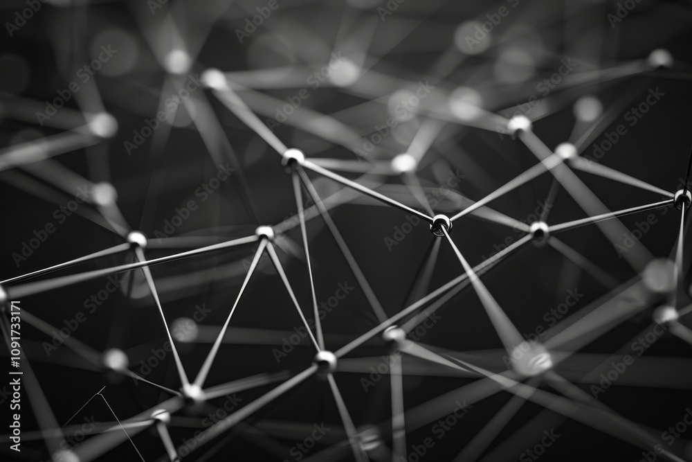 Poster the intricate web of interconnected lines and nodes creates a visually striking network, emphasizing