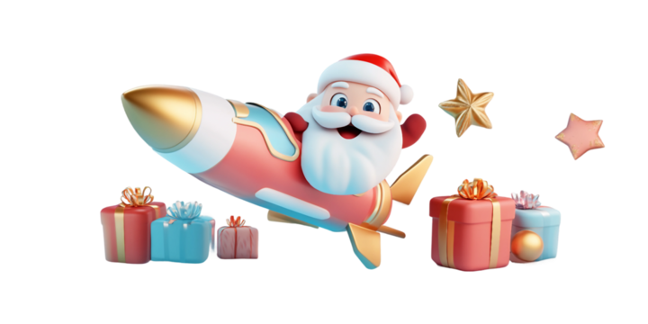 Christmas gifts Santa claus isolated on a transparent background, PNG file