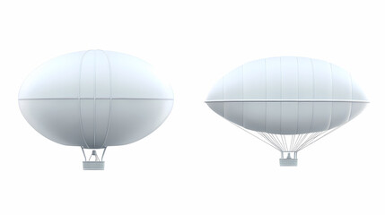 White blank hot sky balloon mockup empty air fly airship heaven clear gasbag blimp basket expedition template flight aerostat travel transportation. Floating Hot Airships. Illustration