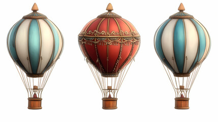 Obraz premium Hot air balloon isolated on white background. Floating Hot Airships. Illustration