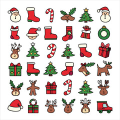 Set of christmas elements illustration vector