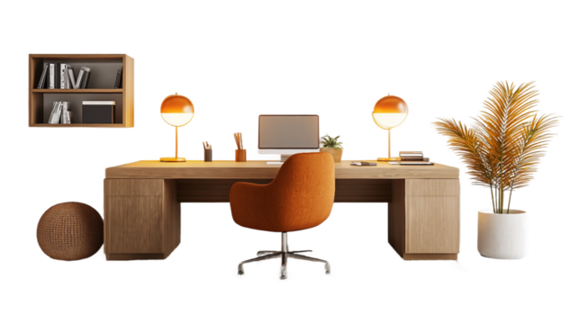interior of office - furniture design isolated on a transparent background, PNG file