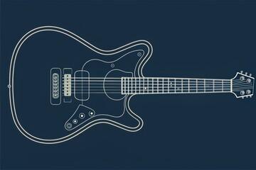 A majestic acoustic guitar design showcasing artistry and craftsmanship against a deep blue background