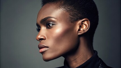 Fototapeta premium The profile features a person with a strikingly sculpted face