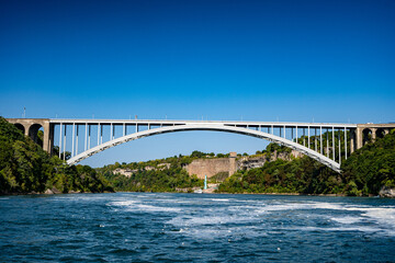 View of the Rainbow International Bridge from the Niagara River.