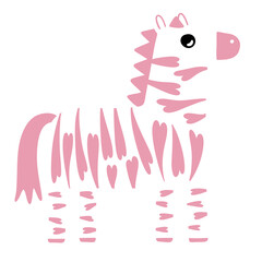 Obraz premium Pink playful heart-patterned zebra illustration