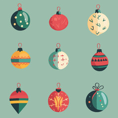 Vector set of cute Christmas Ball Decoration