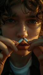 Obraz premium Determined Youth Breaking Cigarette in Anti-Smoking Campaign Concept