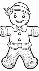 Fototapeta premium Gingerbread Man and Cookie Christmas Theme Coloring Page Generative AI