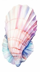 Hand Drawn Watercolor Seashell Illustration on White Background for Coastal Decor or Design Generative AI