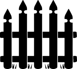 Black Silhouette of Wooden Fence Graphic