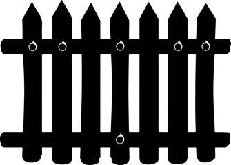Black Silhouette of Wooden Fence Graphic