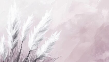 Fototapeta premium Białe trawy on pasteboard, awarela, tapeta, dekor. (Stock)