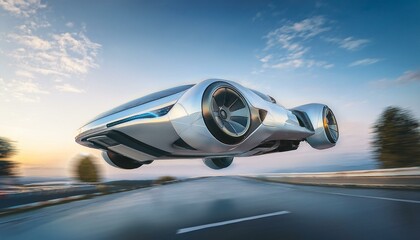 Obraz premium 하늘을 나는 미래형 자동차의 외형
