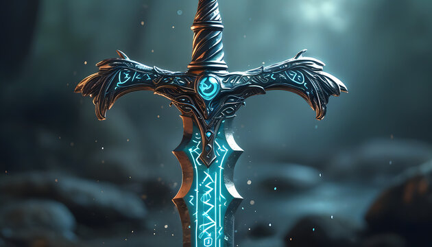 Fantasy Sword with Blue Glow