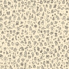 Obraz premium seamless pattern with flowers and birds