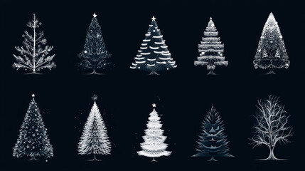 Obraz premium Christmas trees Vector watercolor illustration, Forest, fir trees, pine trees, woods watercolor illustration,festival set element decoration for postcard, poster, banner.