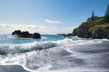 beach with volcanic rocks, azores