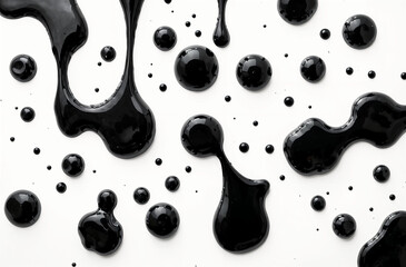 Black oil blots on a white background