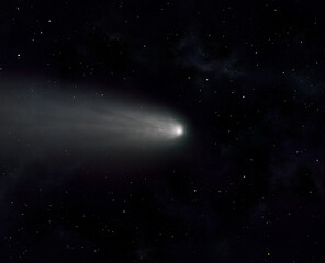 Bright comet in space
