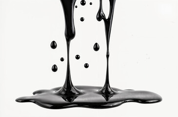 Black oil blots on a white background