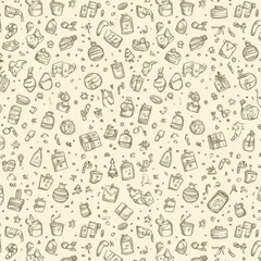 seamless pattern with a set of icons