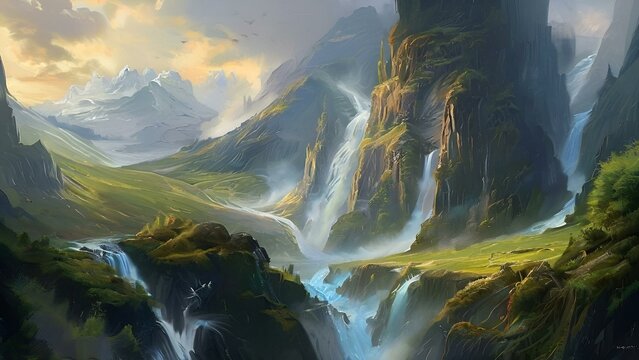 置物 Valley Waterfall Valley Waterfall