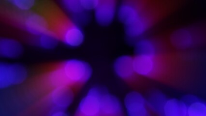 Neon glowing bokeh. Purple pink rays, Christmas light