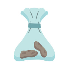 Dog Poop in Hygienic Bag. Clean up after pet. Shit in disposable plastic Packet. Feces, animal excrement. Pick up and Remove. Make the world cleaner. Isolated. Flat style. Colored Vector illustration